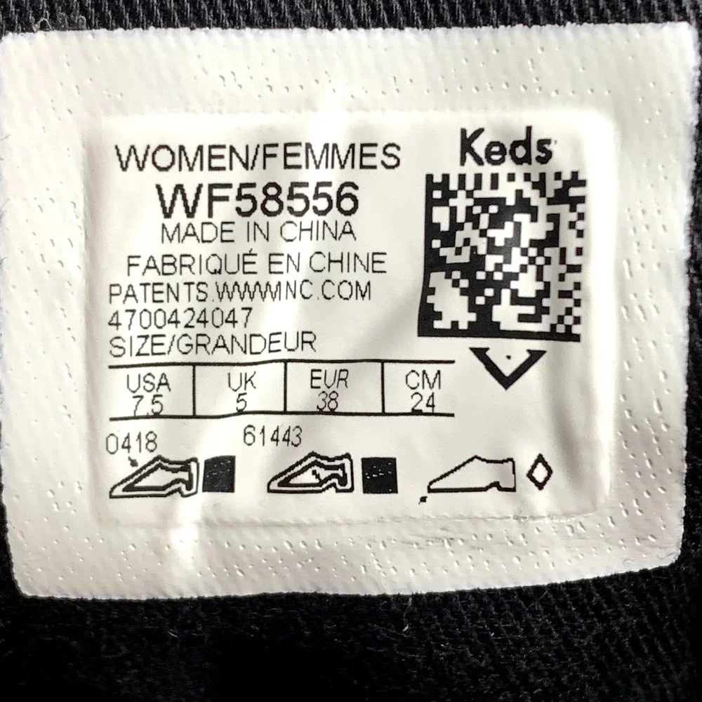 KEDS KICKSTART DENIM TWILL Women`s Size 7.5 Grey Black Comfort Shoes WF58556